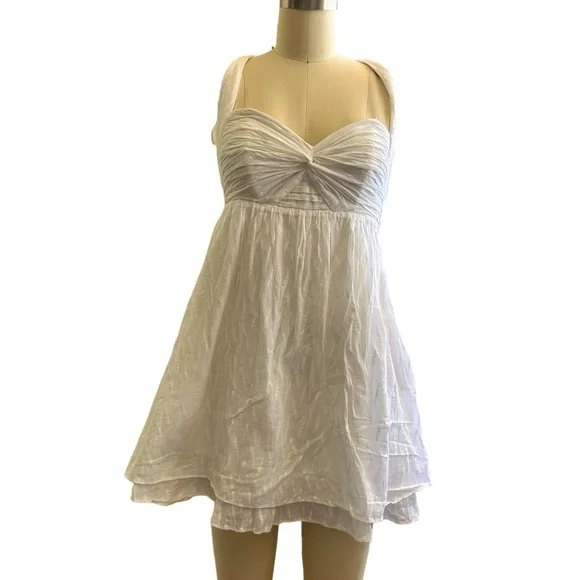 Guess | Dresses | Guess White Cotton With Linen Tie Back Smoked Back Mini  Dress | Poshmark